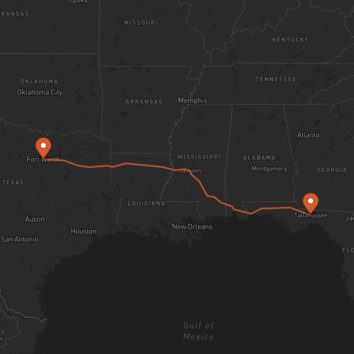Ruta Fort Worth - Tallahassee