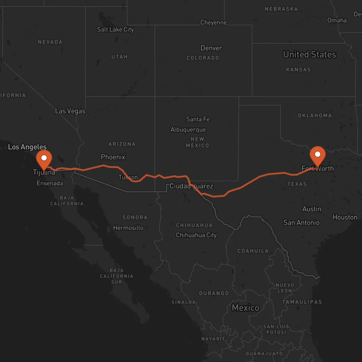 Ruta Fort Worth - Tijuana