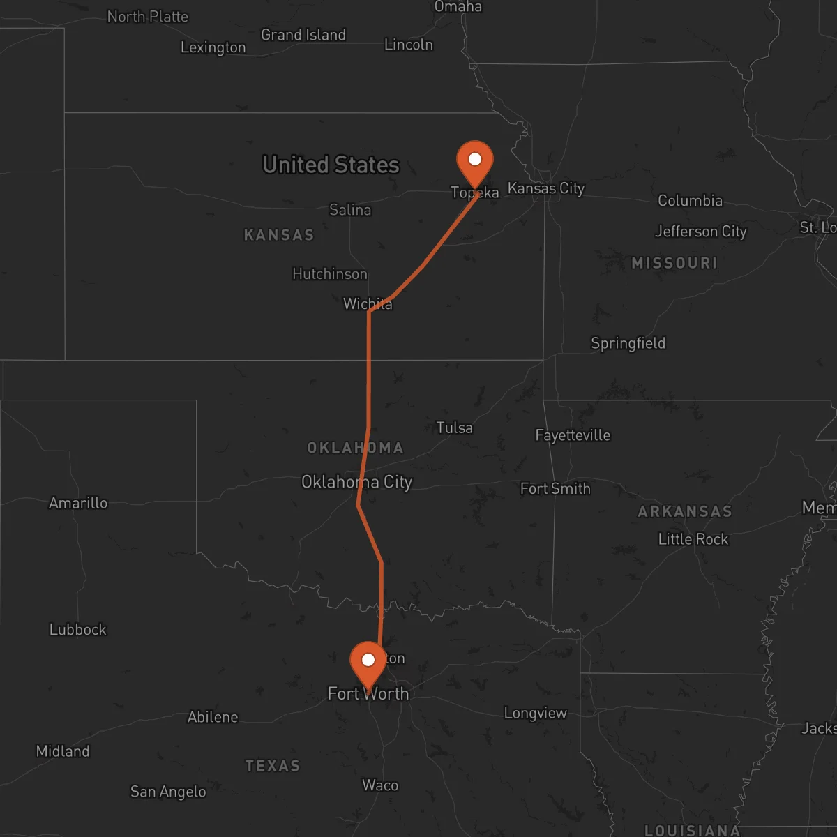 Ruta Topeka - Fort Worth