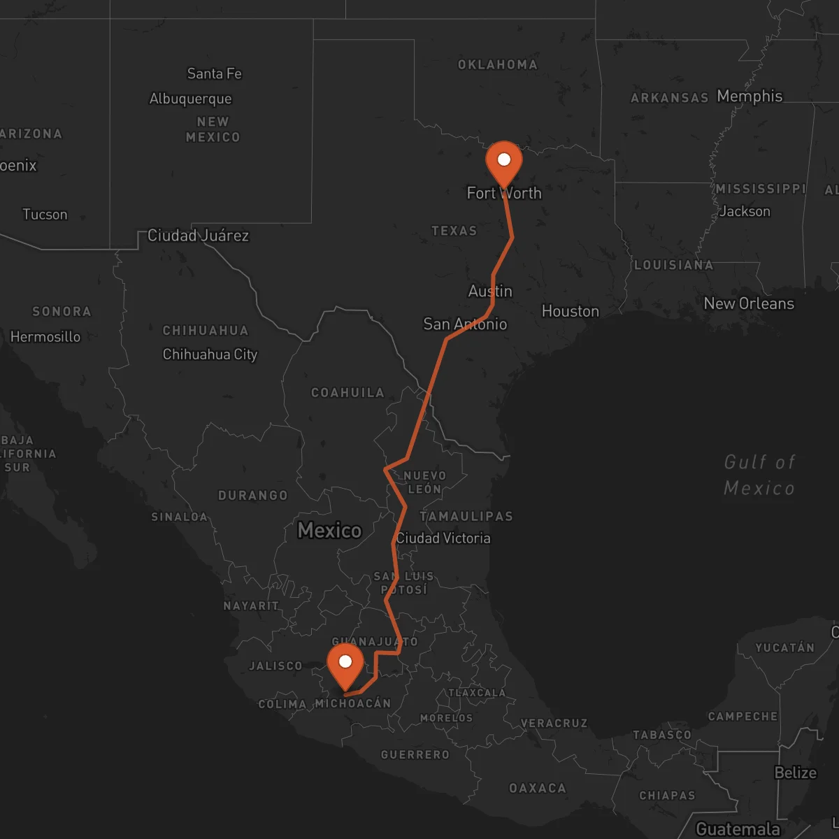 Ruta Uruapan - Fort Worth