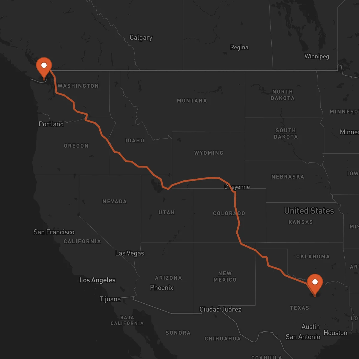Ruta Fort Worth - Victoria
