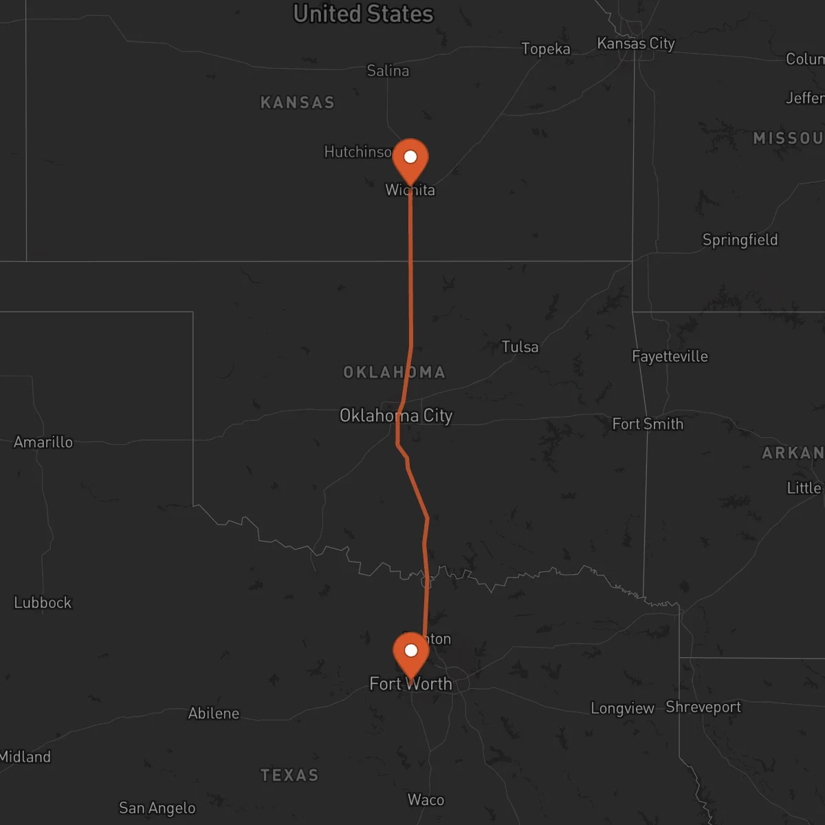 Ruta Wichita - Fort Worth