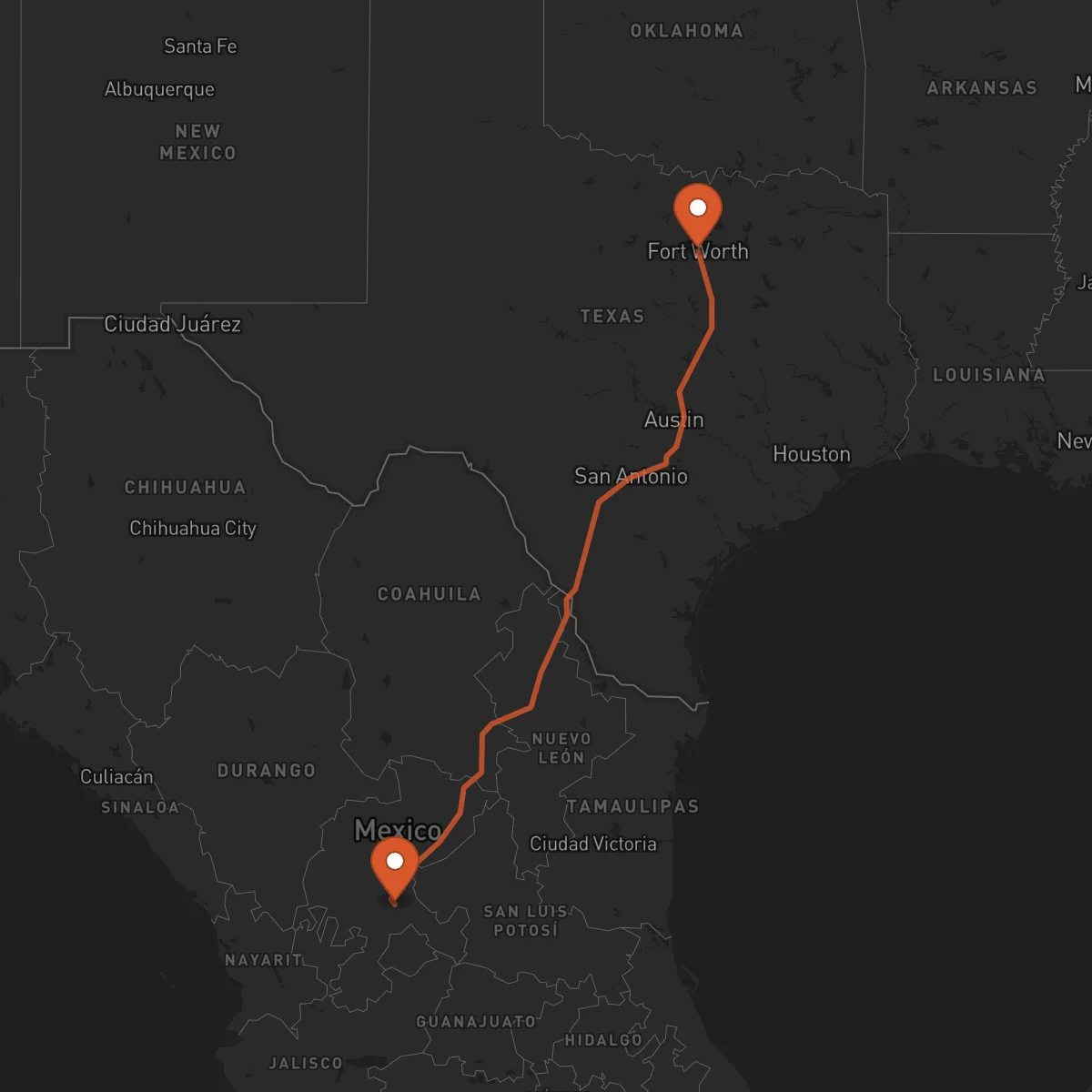Ruta Zacatecas - Fort Worth