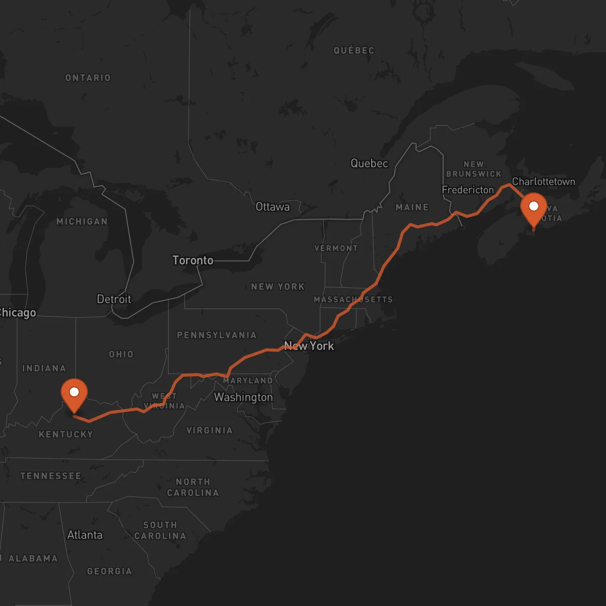 Ruta Frankfort - Halifax