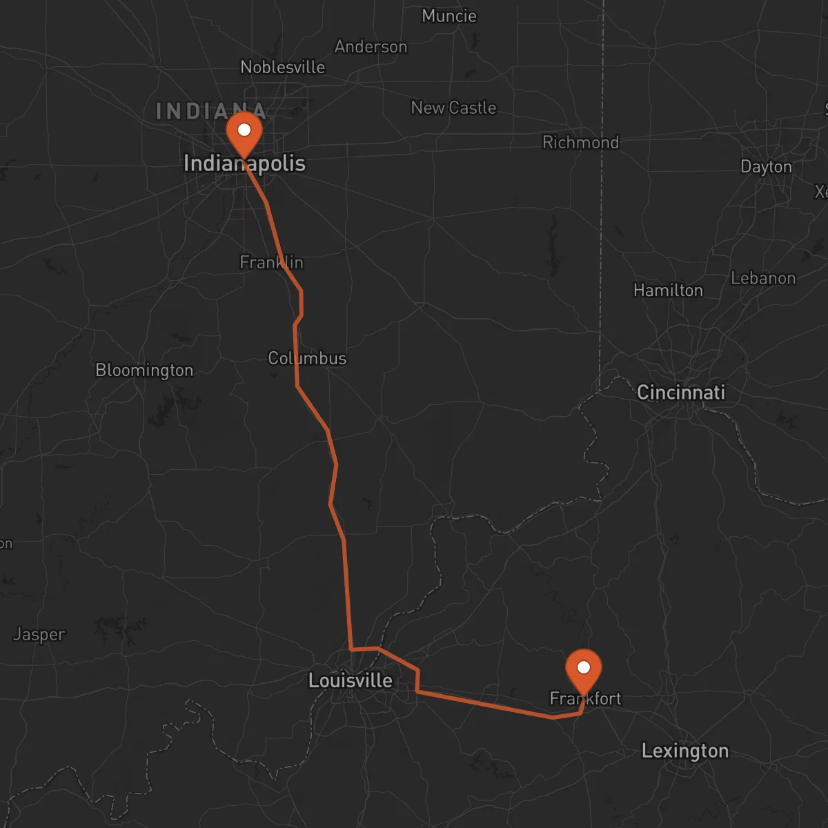 Ruta Indianapolis - Frankfort