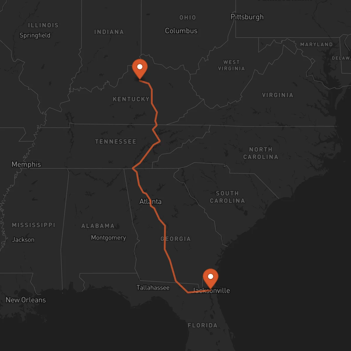 Ruta Frankfort - Jacksonville