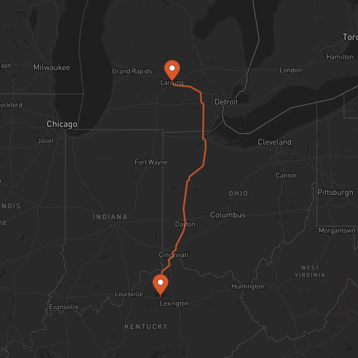 Ruta Lansing - Frankfort