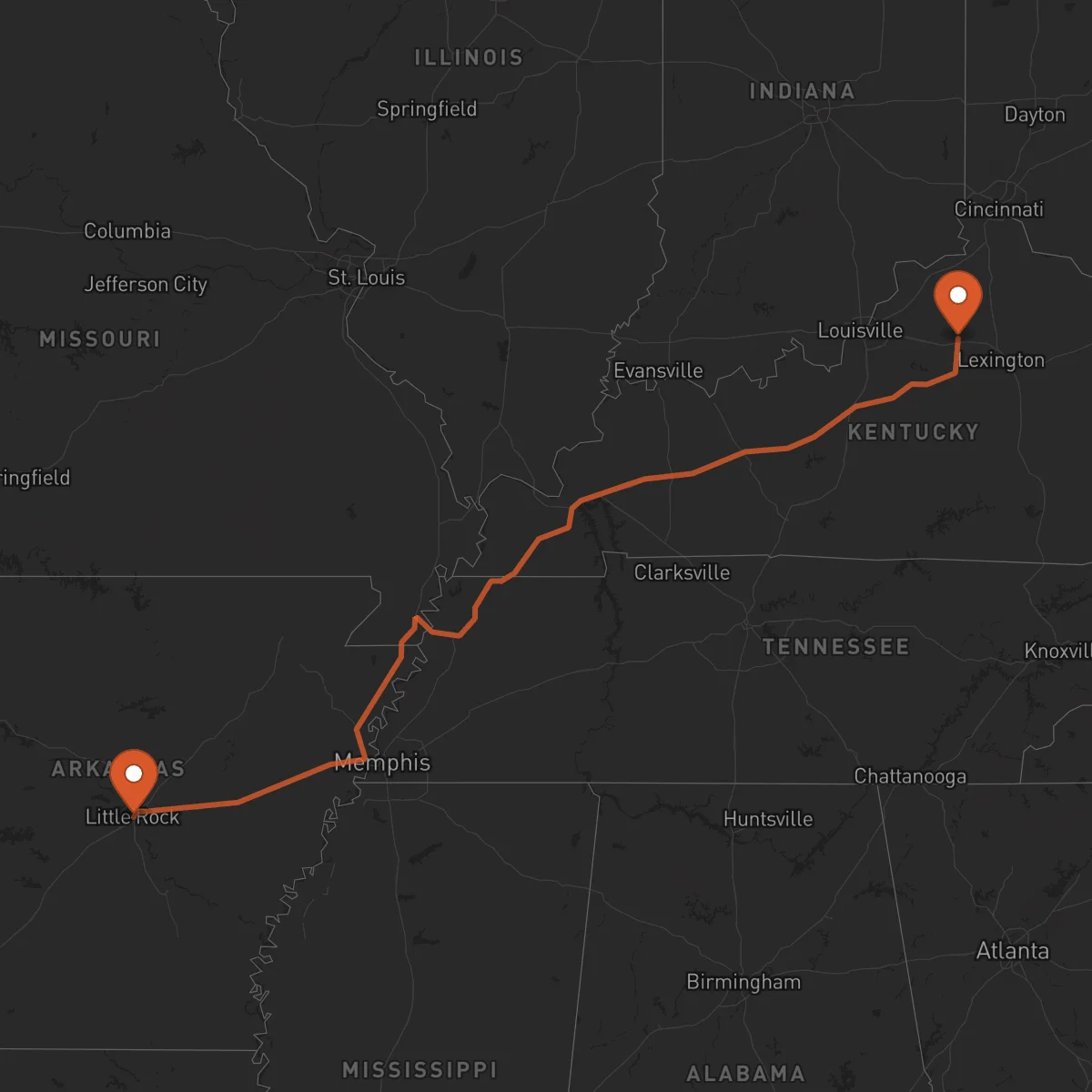 Ruta Little Rock - Frankfort
