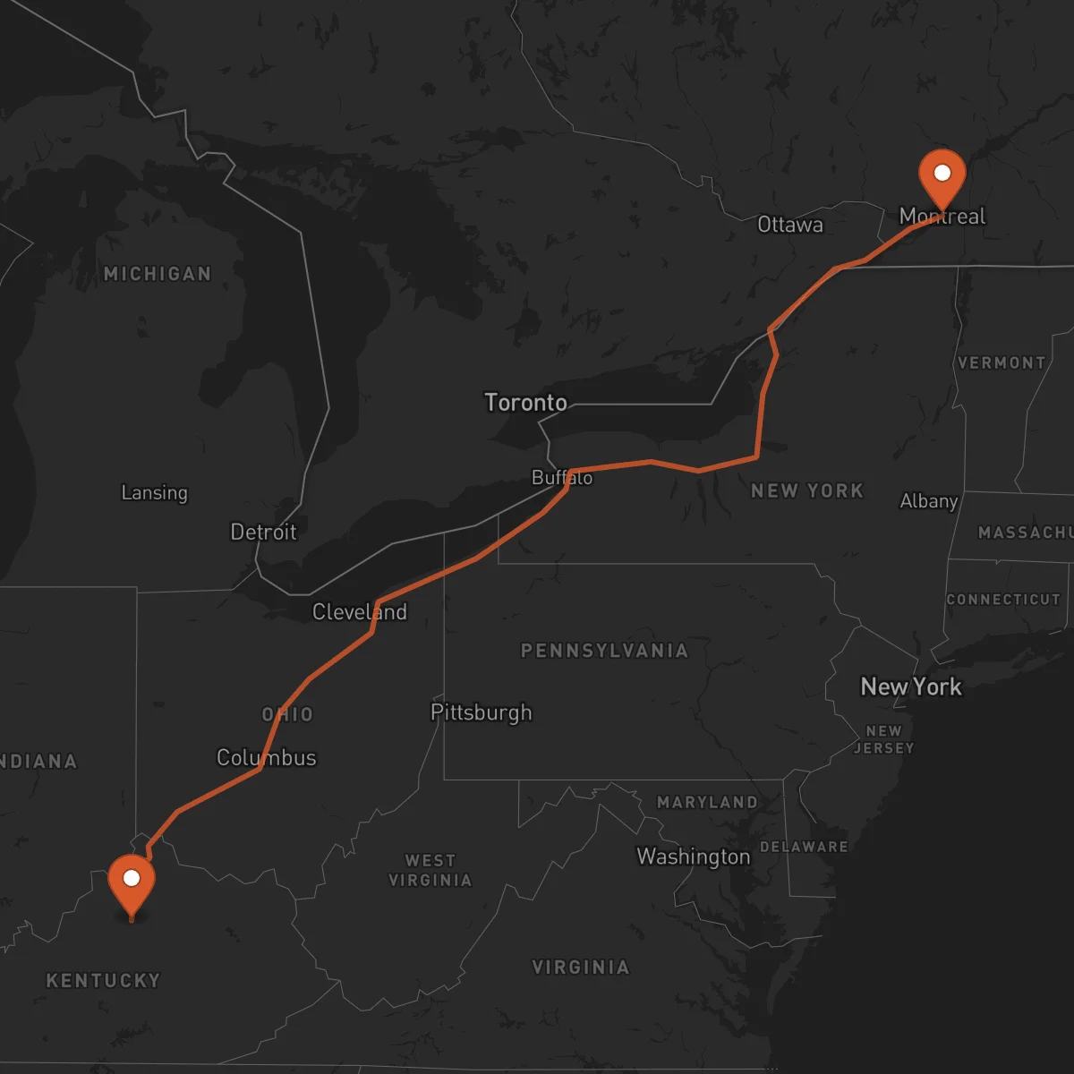 Ruta Frankfort - Montreal