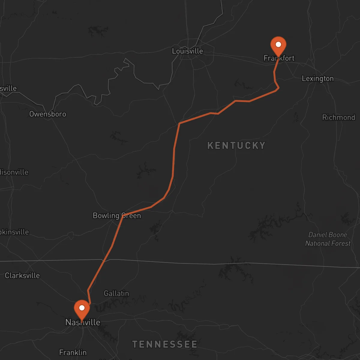 Ruta Nashville - Frankfort