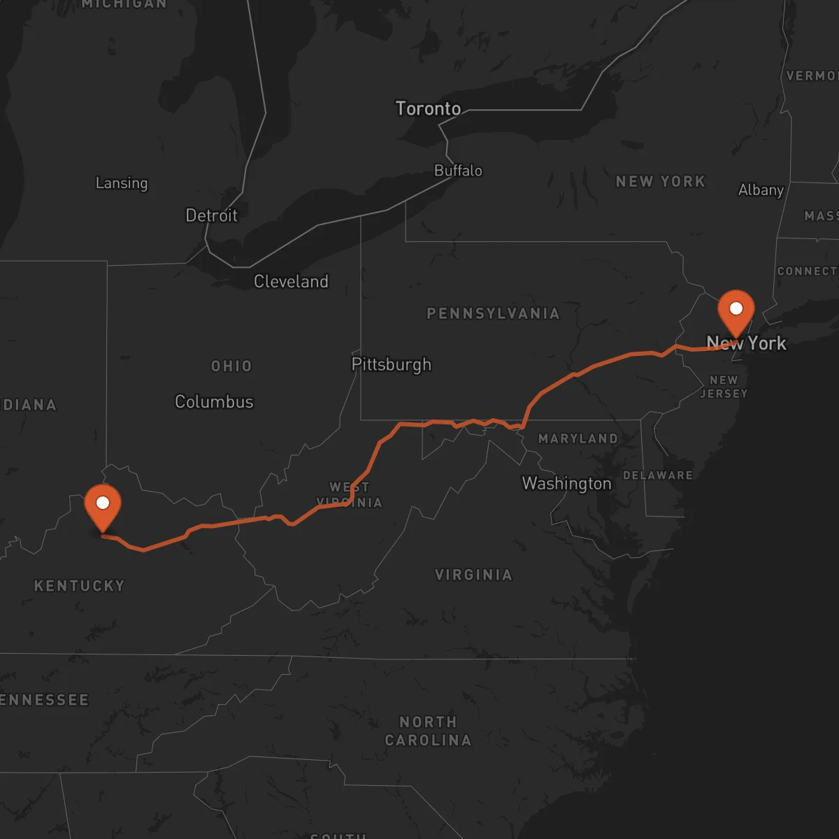 Ruta Frankfort - Newark