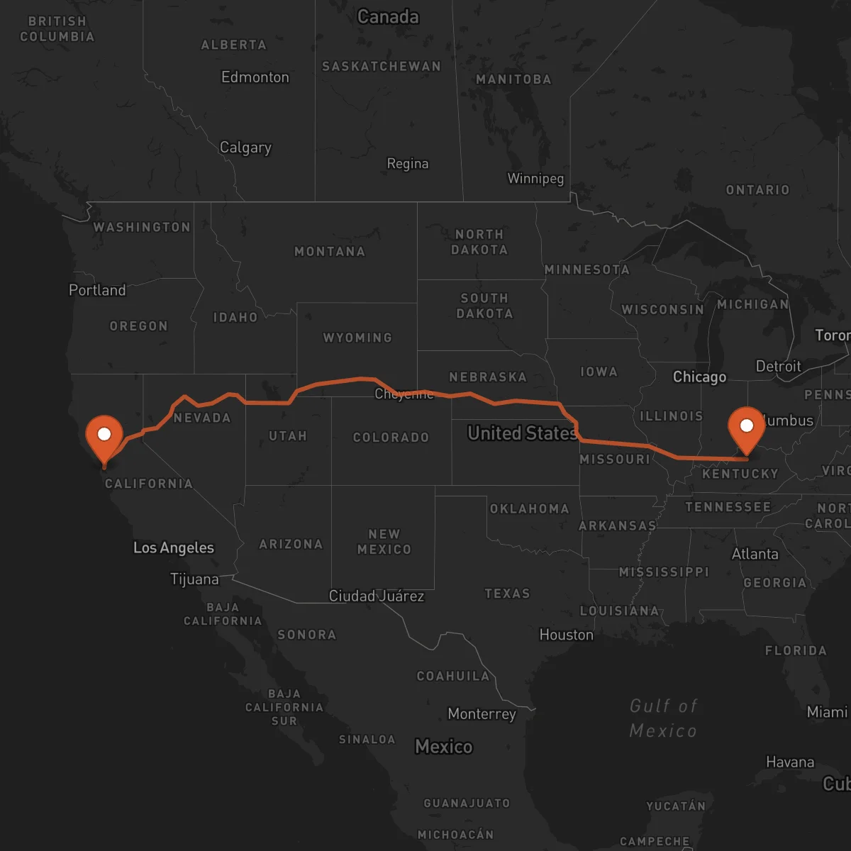 Ruta Oakland - Frankfort
