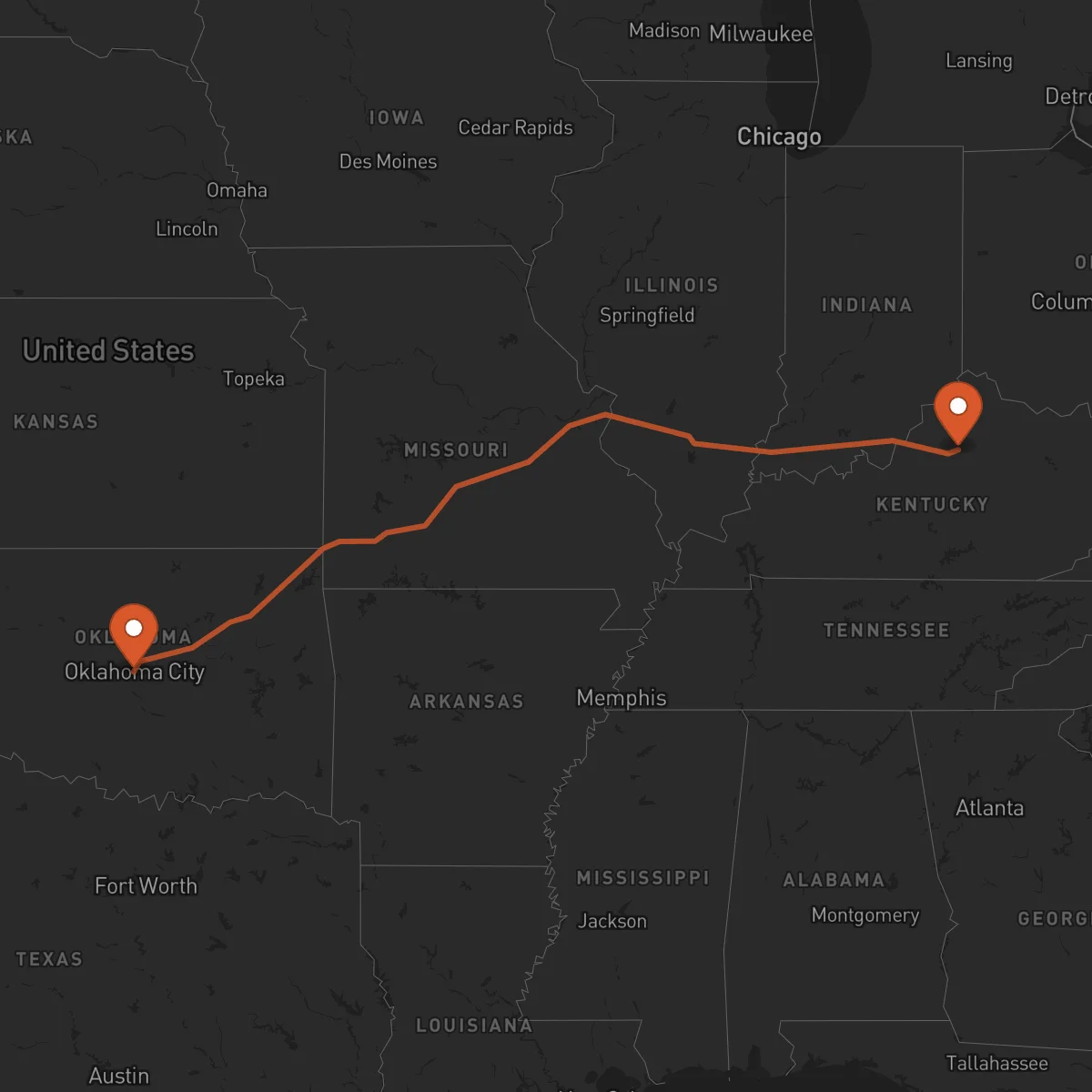 Ruta Oklahoma City - Frankfort