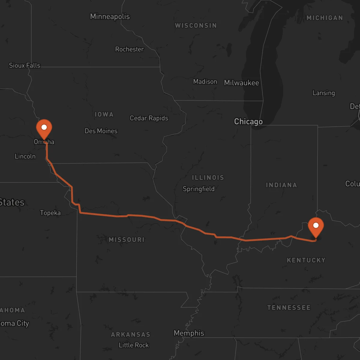 Ruta Frankfort - Omaha