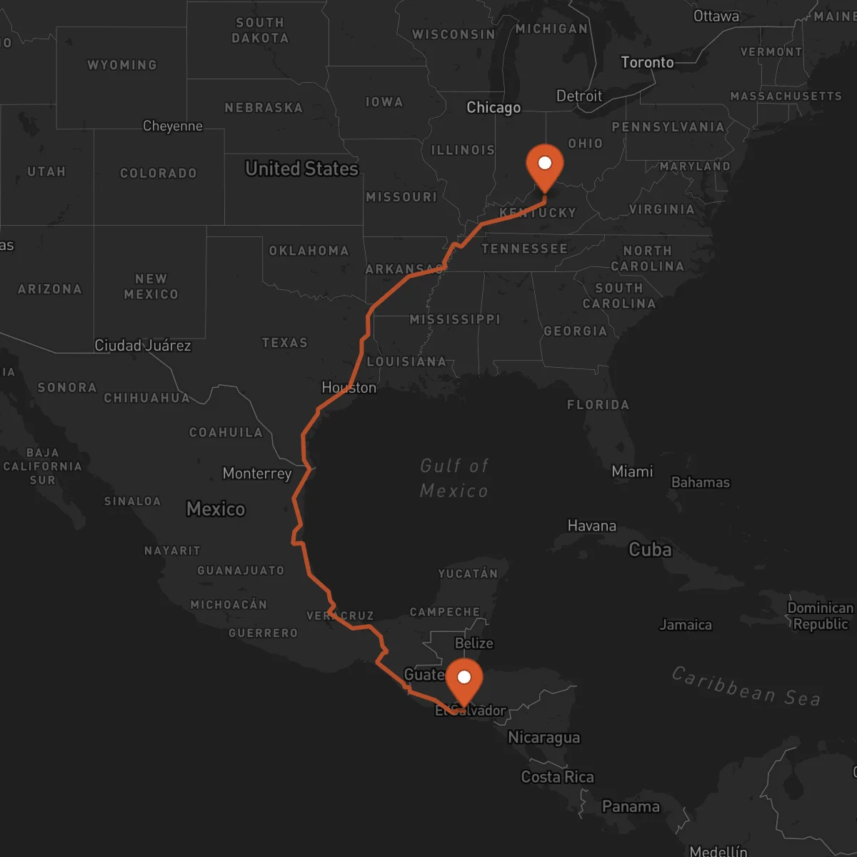Ruta San Salvador - Frankfort