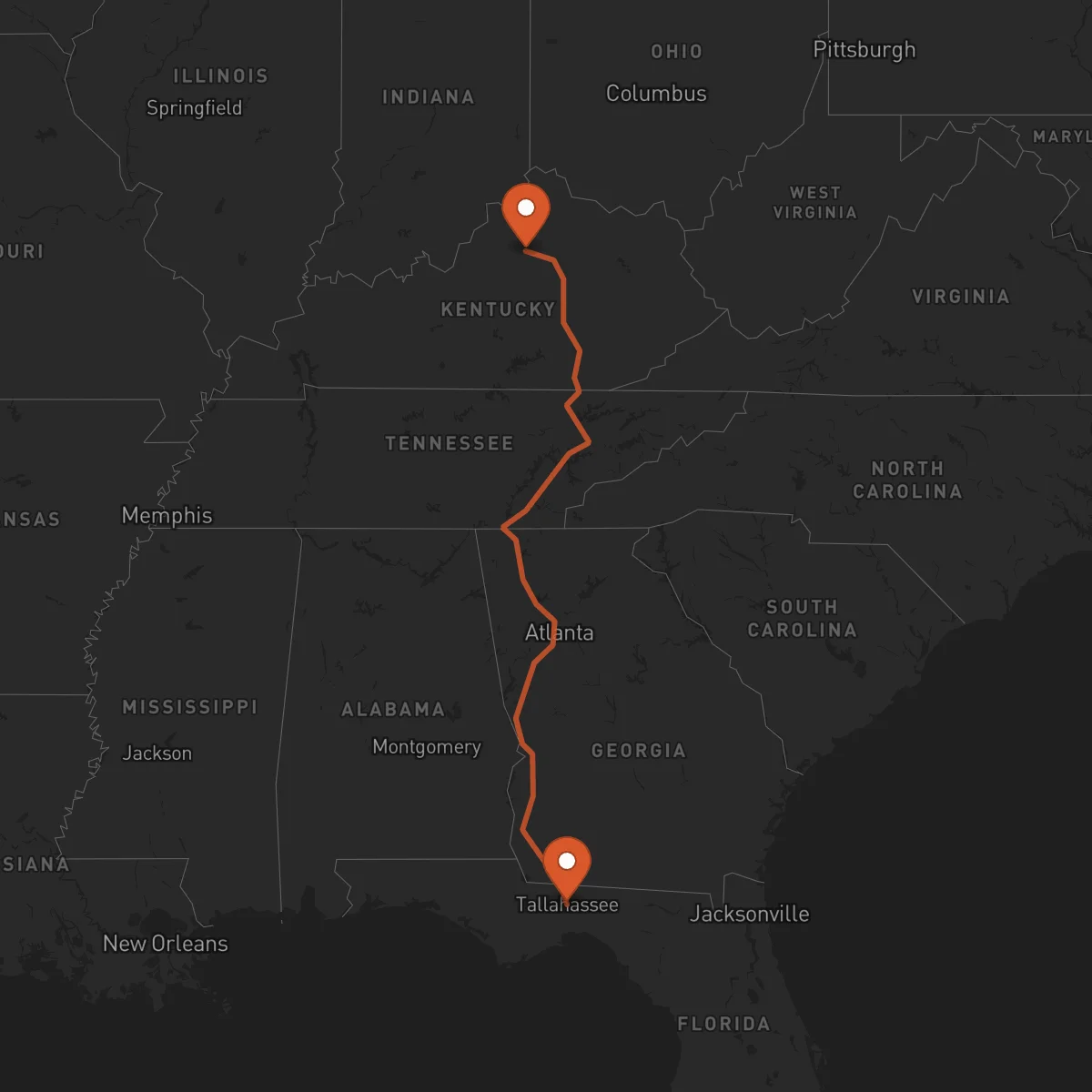 Ruta Tallahassee - Frankfort