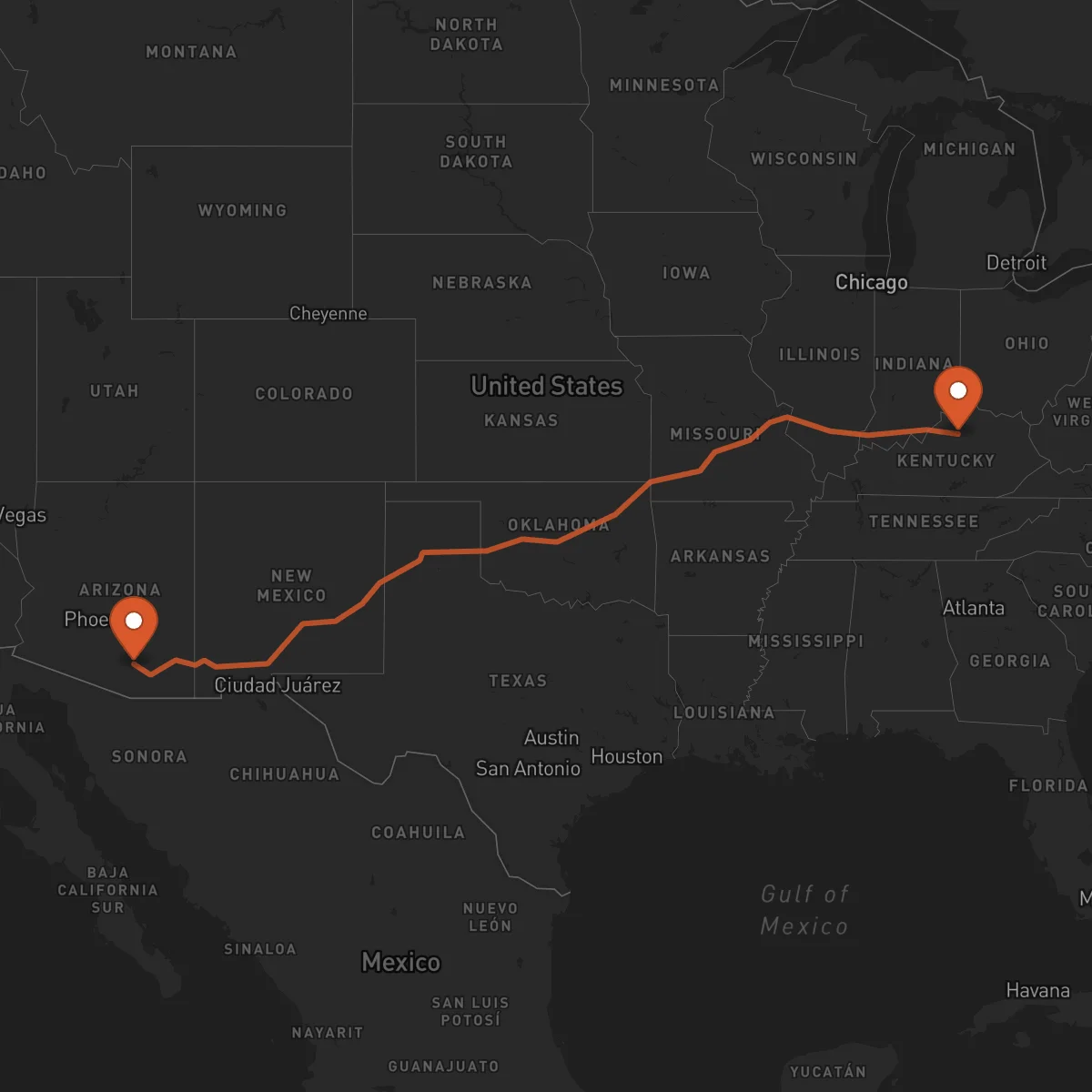 Ruta Tucson - Frankfort