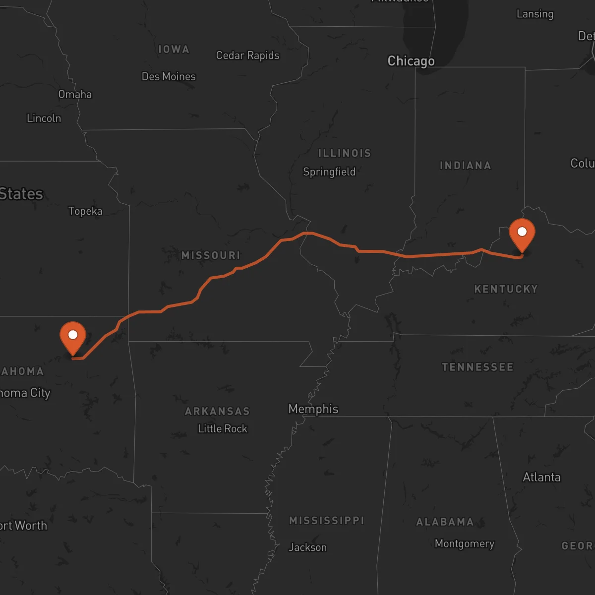 Ruta Frankfort - Tulsa