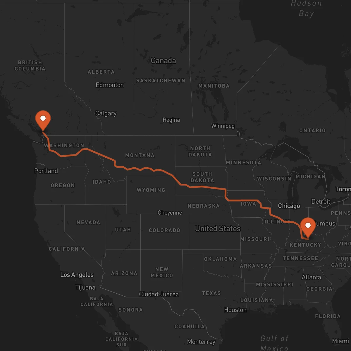 Ruta Vancouver - Frankfort