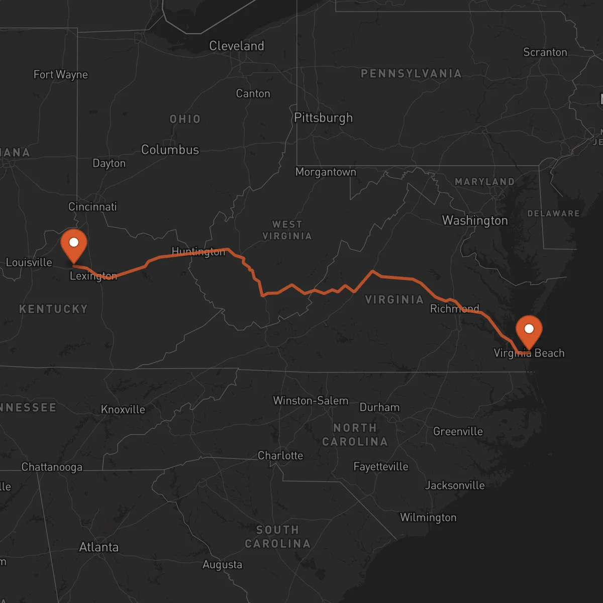 Ruta Virginia Beach - Frankfort
