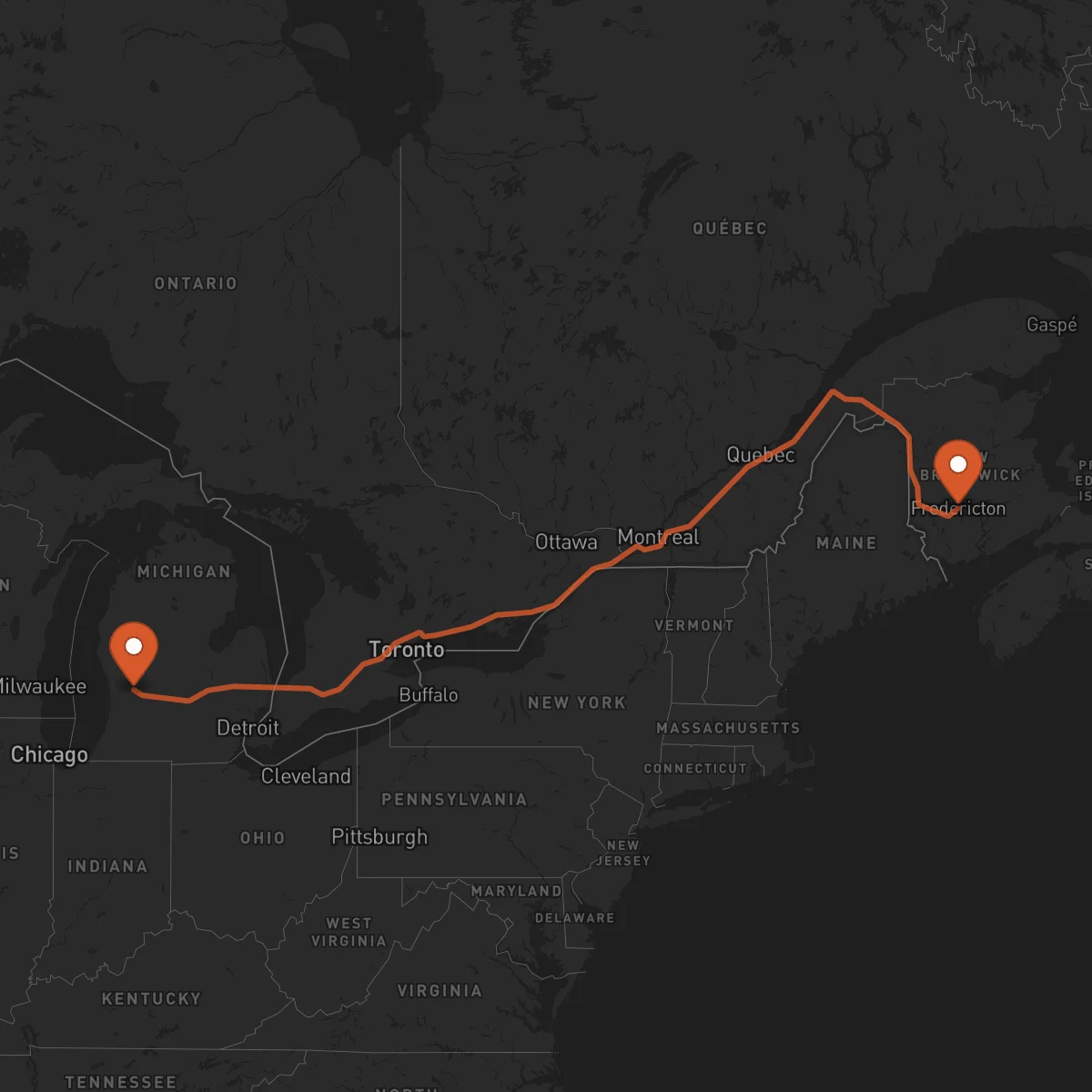 Ruta Grand Rapids - Fredericton