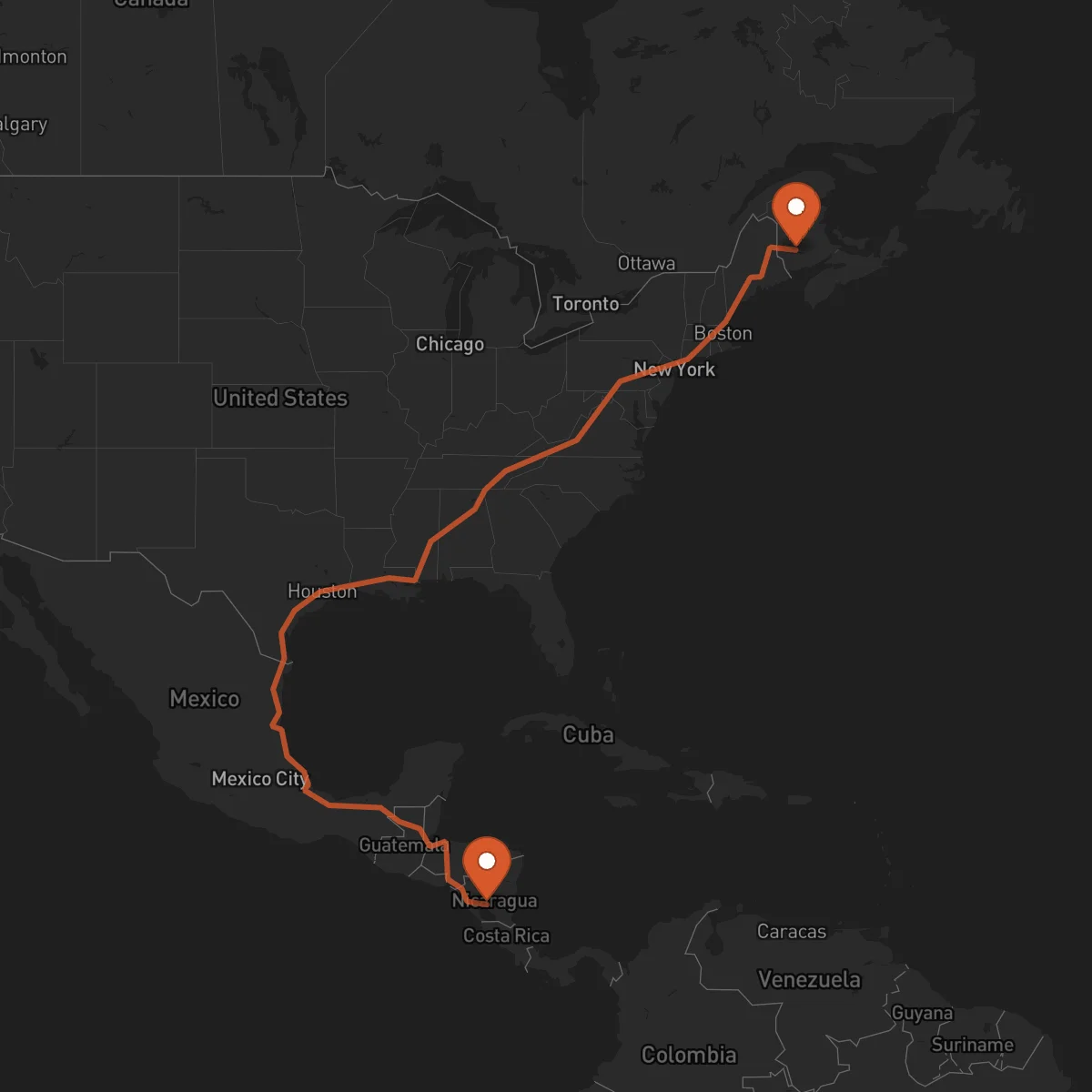 Ruta Juigalpa - Fredericton