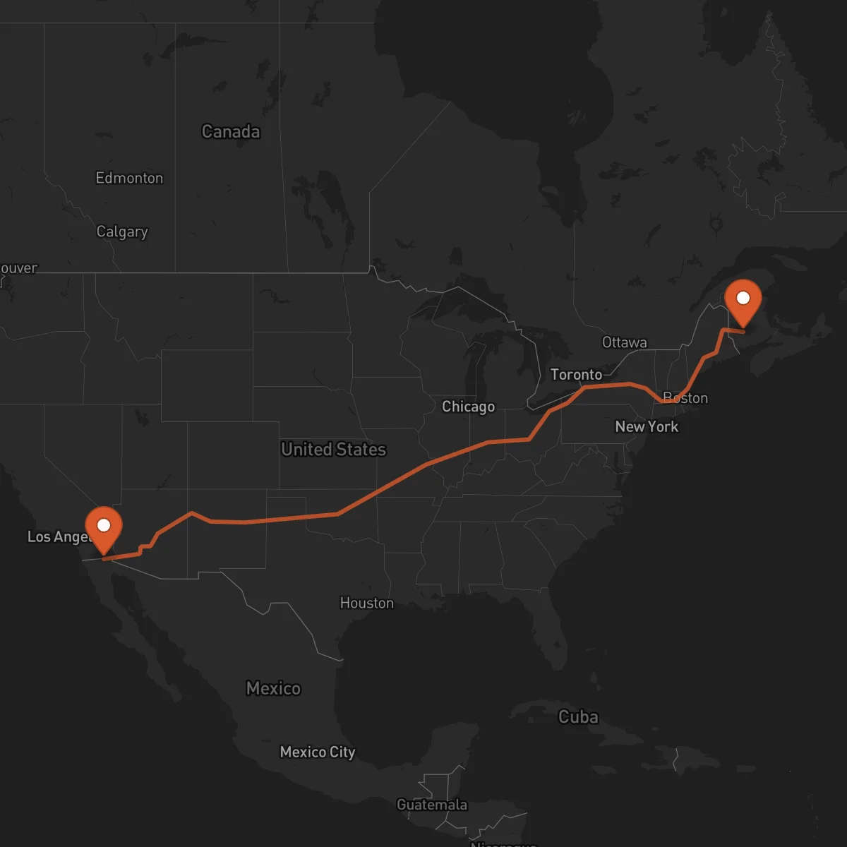 Ruta Mexicali - Fredericton