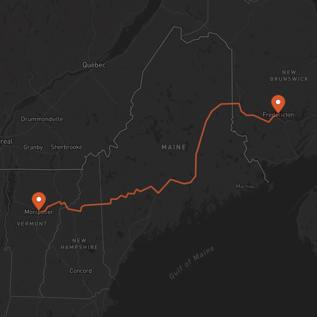 Ruta Montpelier - Fredericton