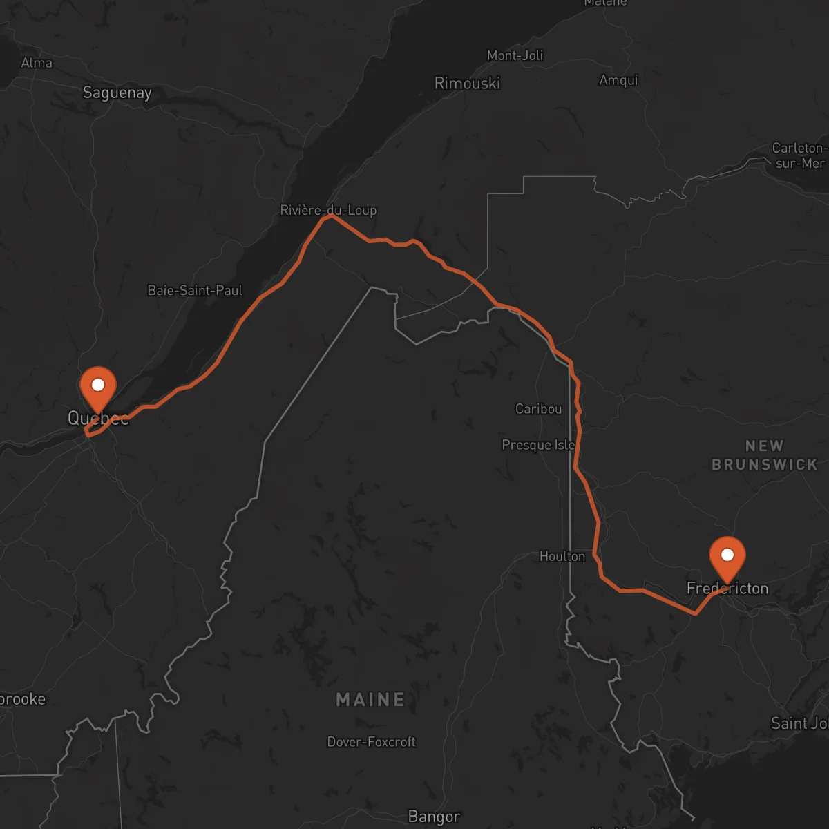 Ruta Québec - Fredericton