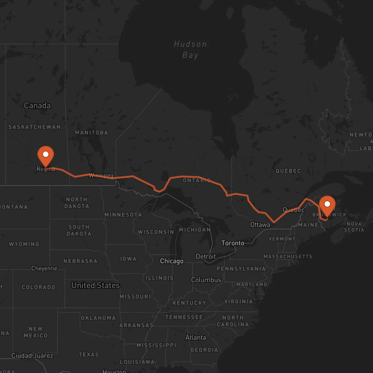 Ruta Regina - Fredericton