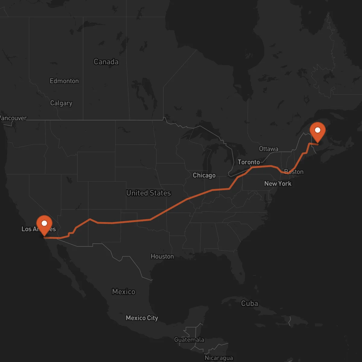 Ruta San Diego - Fredericton
