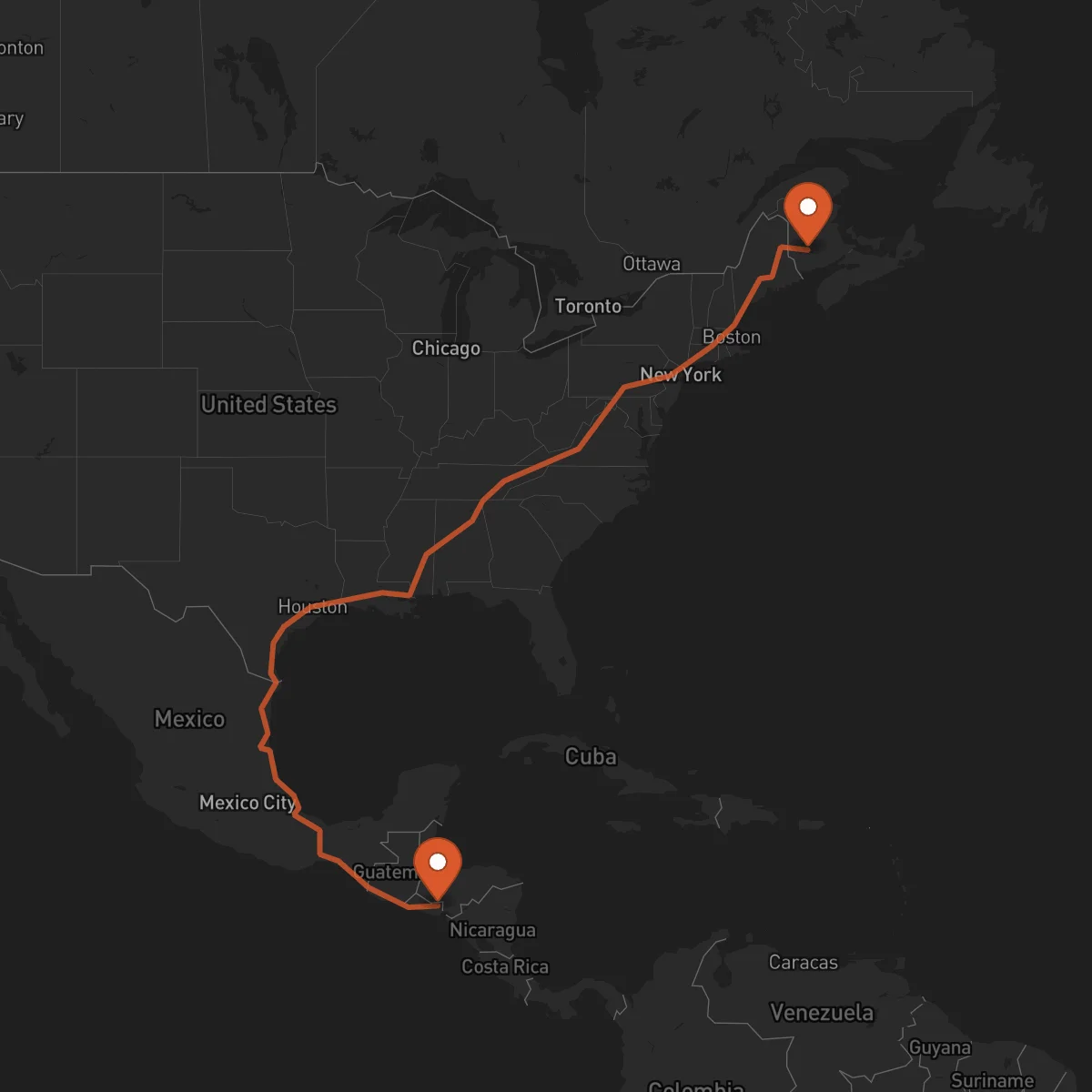 Ruta Fredericton - San Francisco Gotera