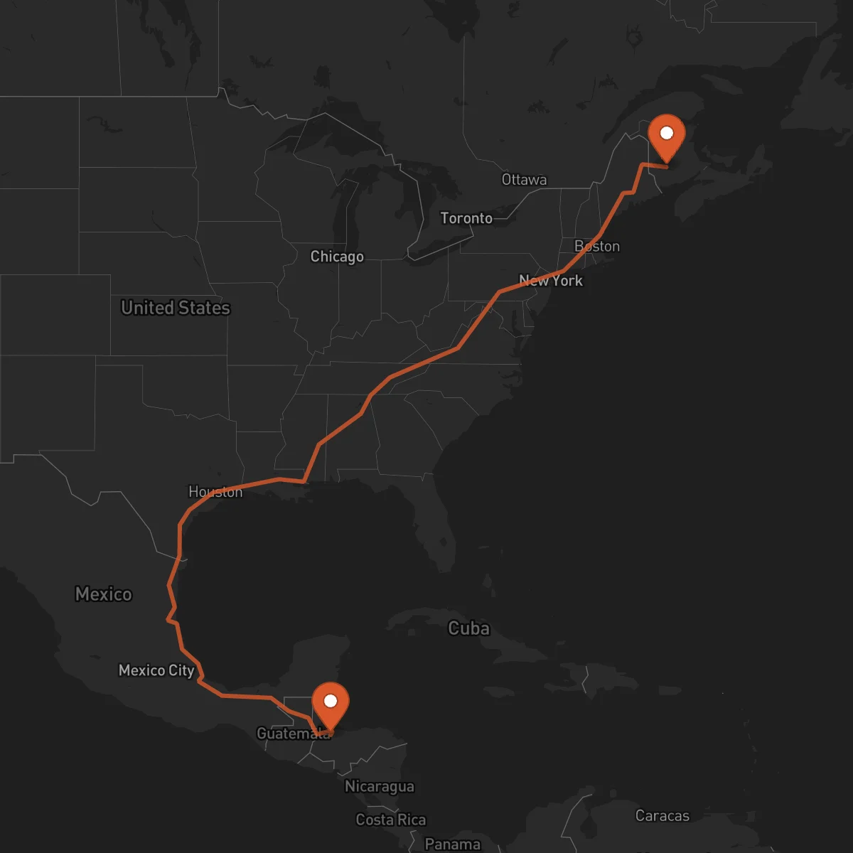 Ruta San Pedro Sula - Fredericton