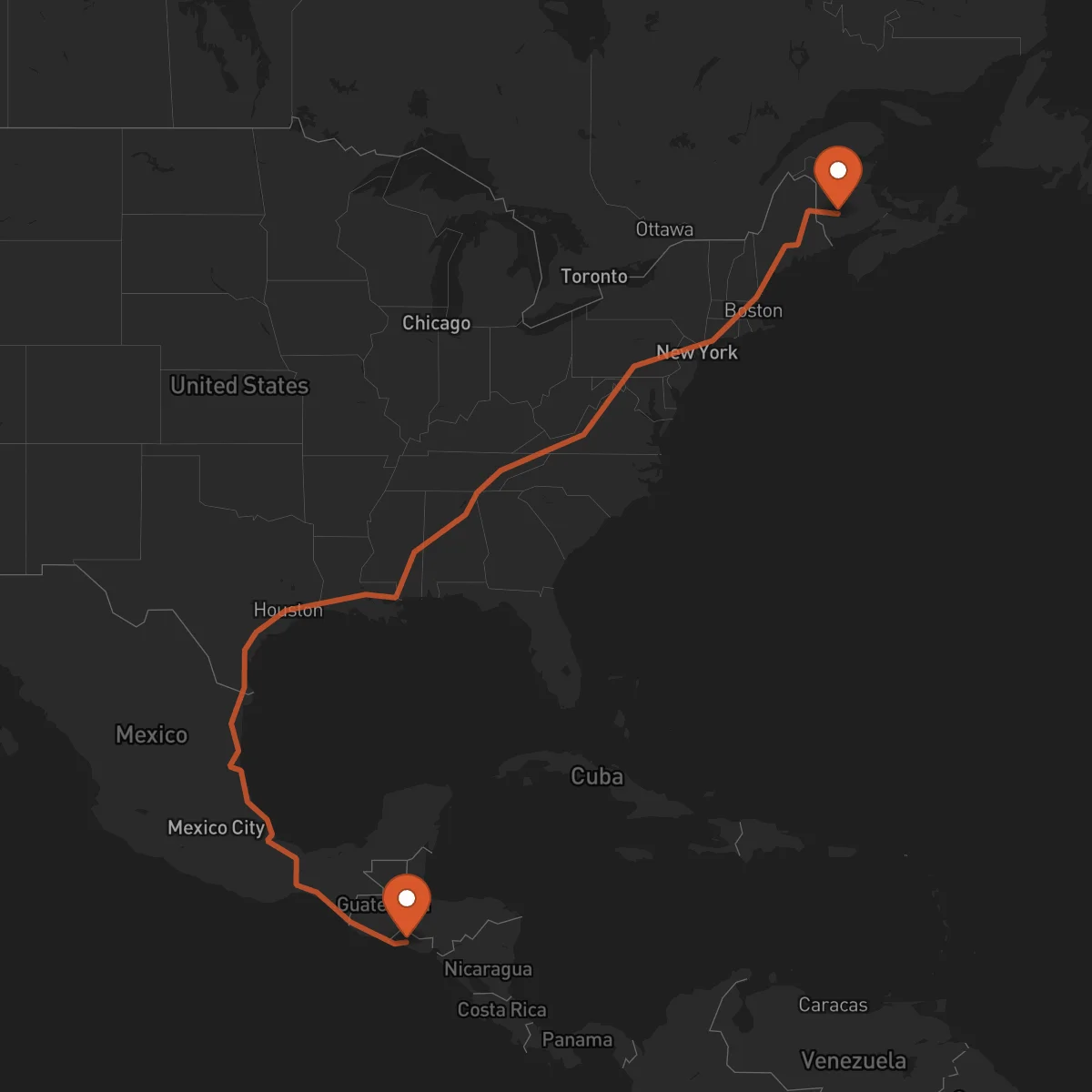 Ruta San Salvador - Fredericton