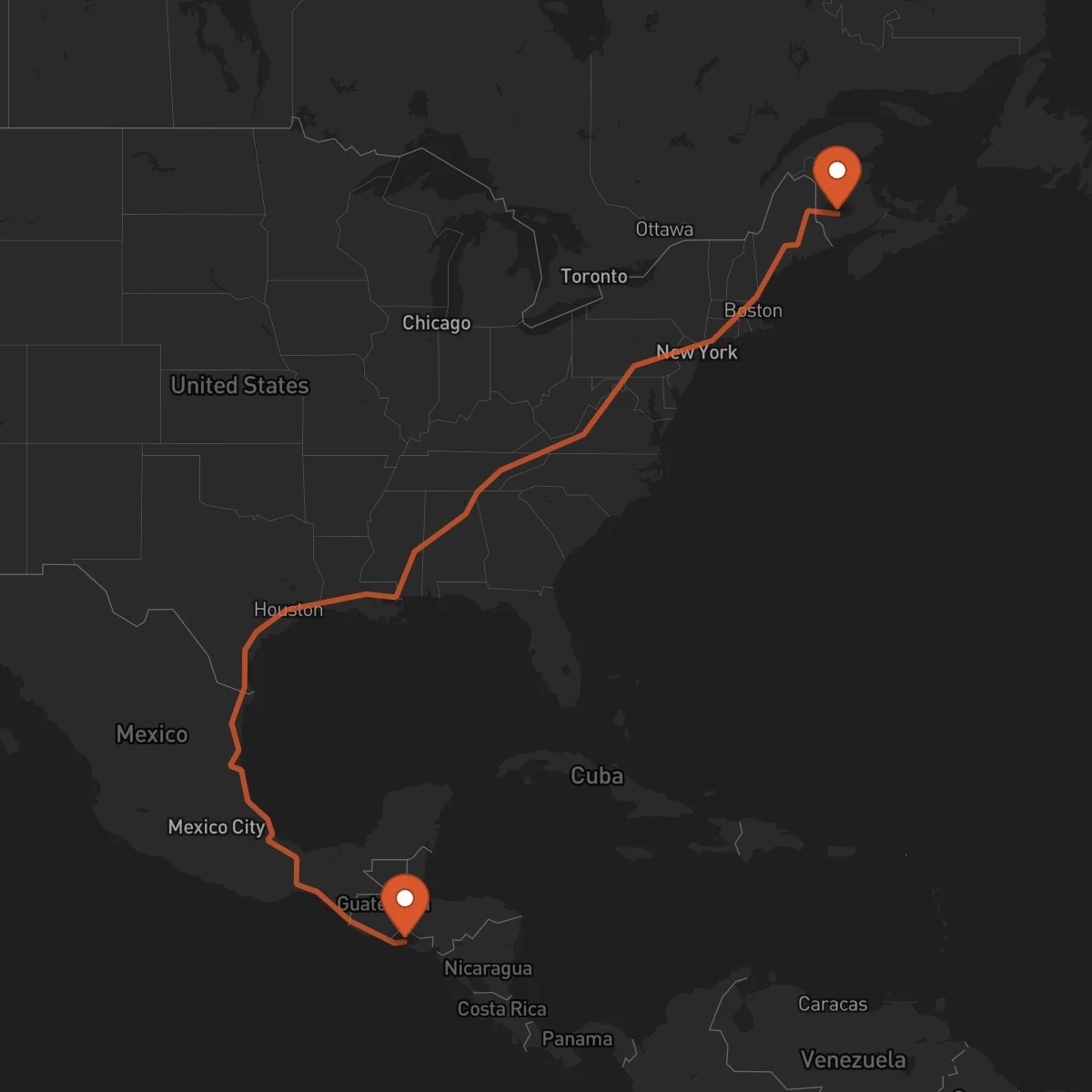 Ruta Fredericton - Santa Tecla