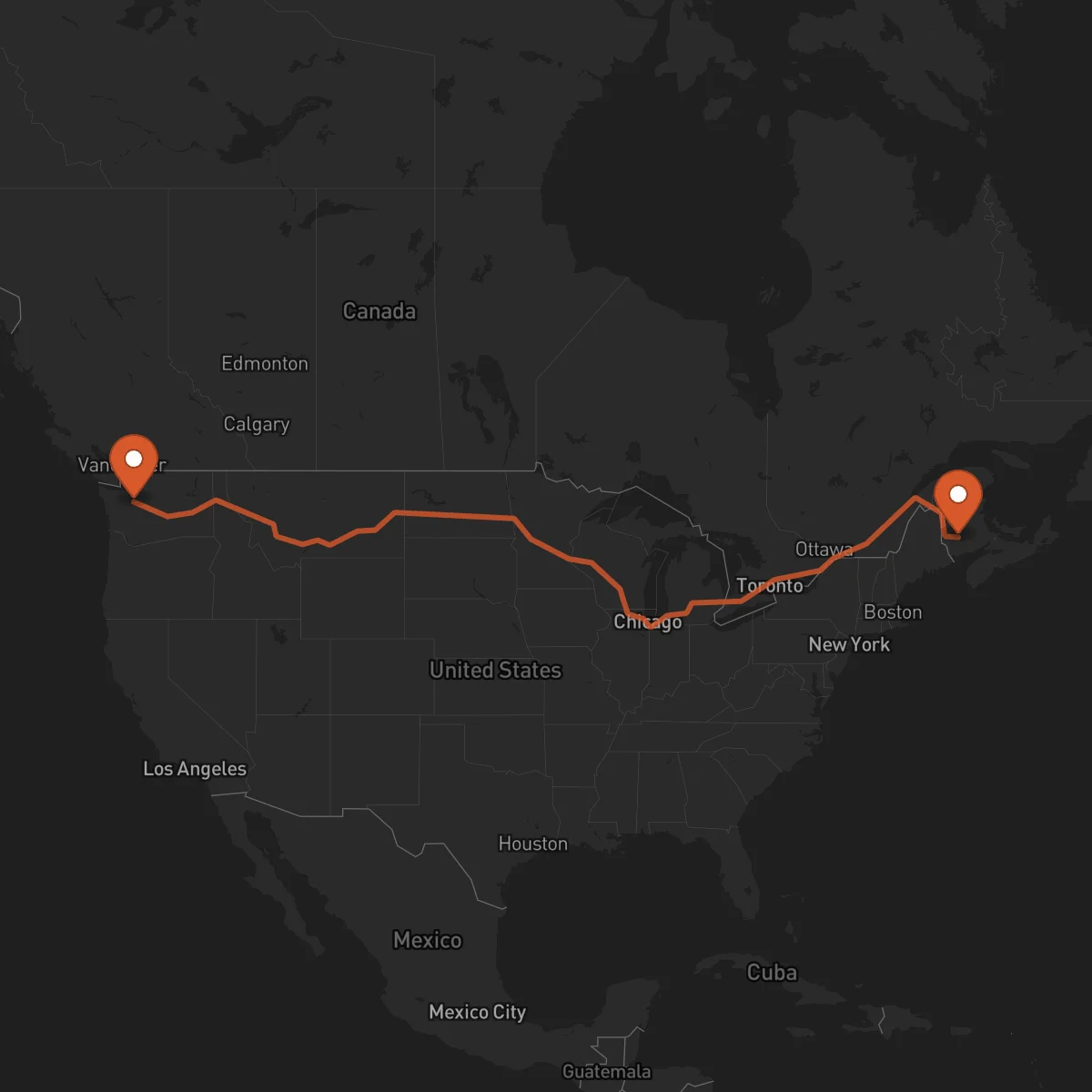 Ruta Seattle - Fredericton