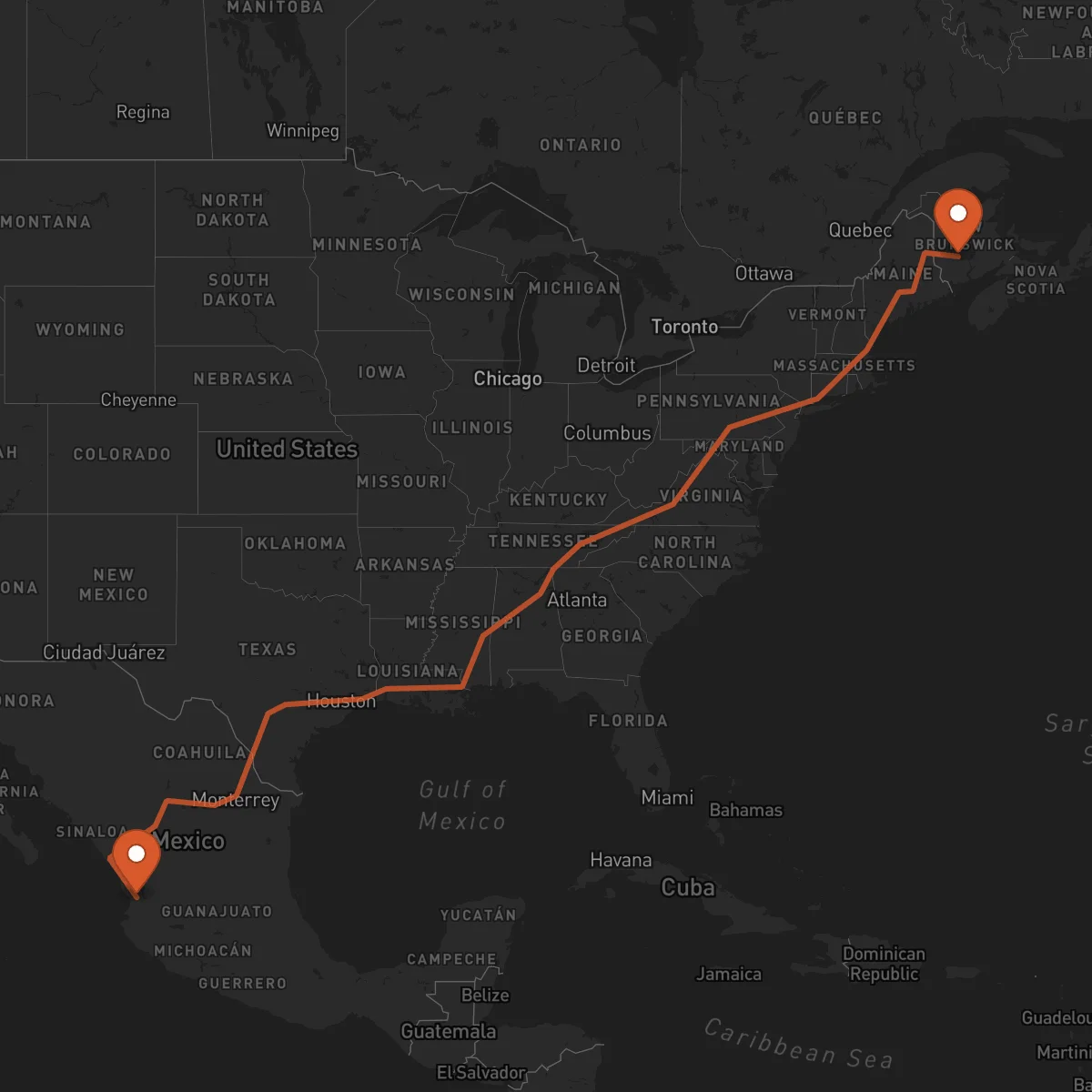 Ruta Tepic - Fredericton
