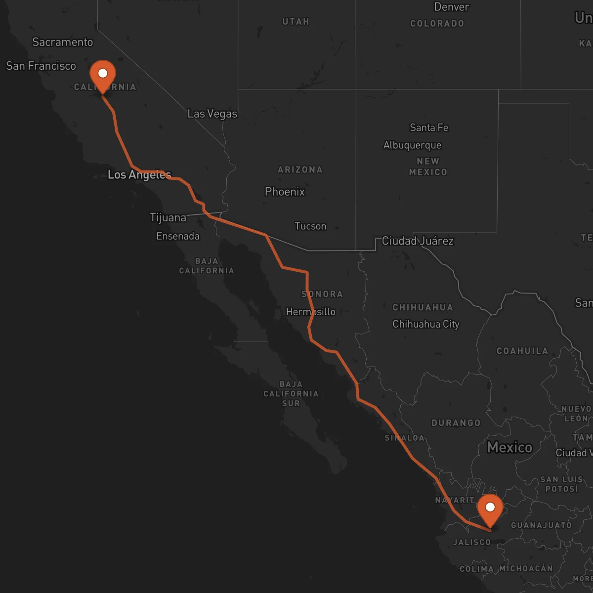 Ruta Fresno - Guadalajara