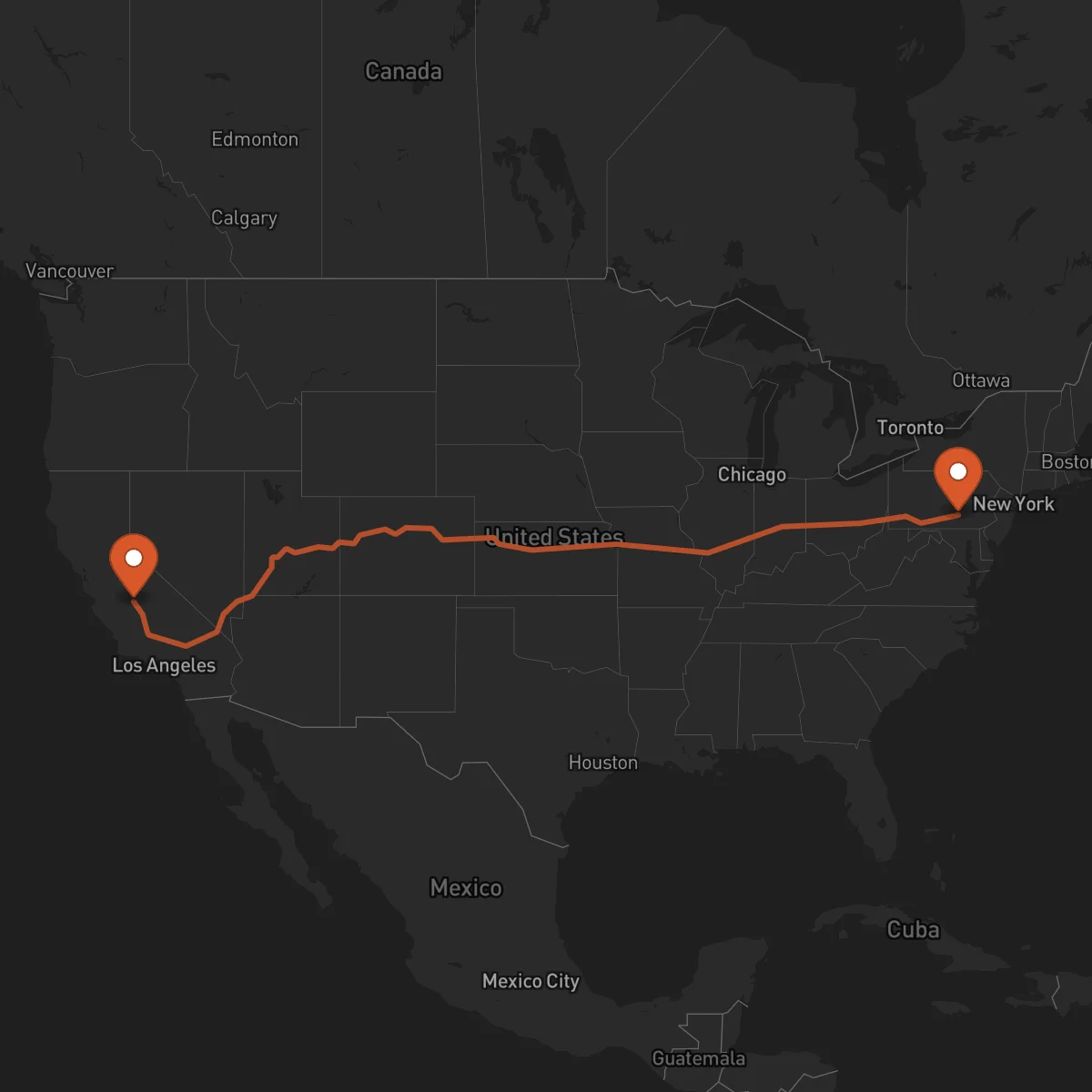 Ruta Fresno - Harrisburg