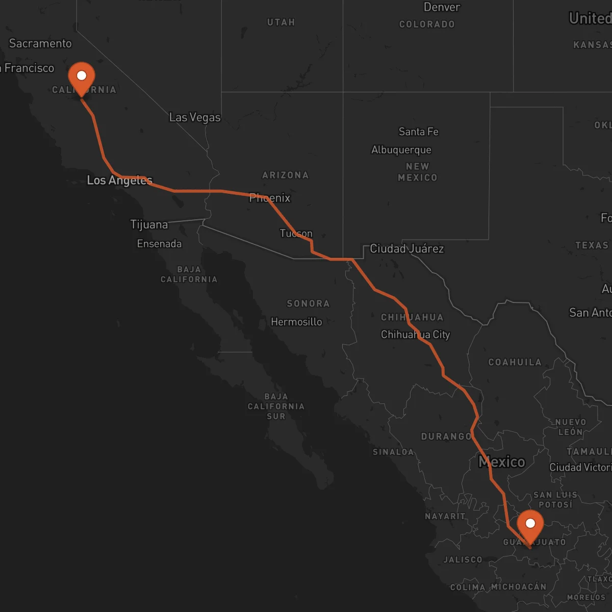 Ruta Fresno - Irapuato