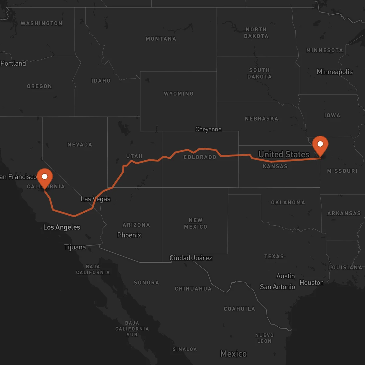 Ruta Fresno - Kansas City
