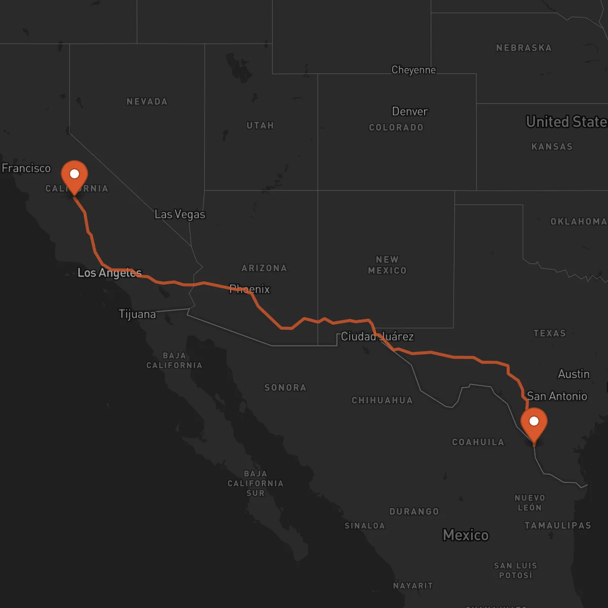 Ruta Fresno - Laredo