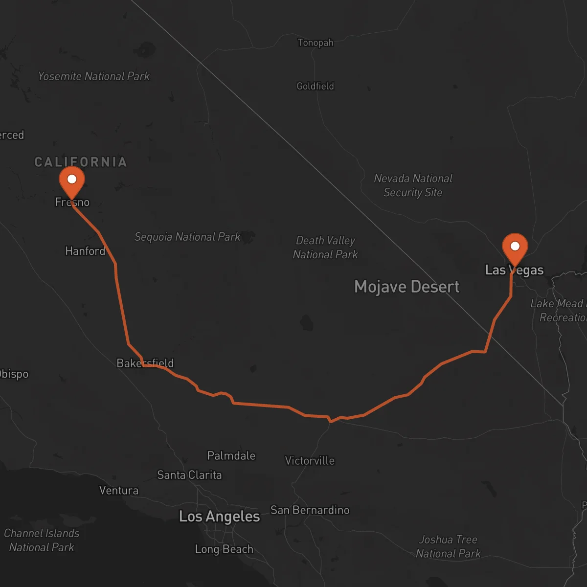 Ruta Fresno - Las Vegas