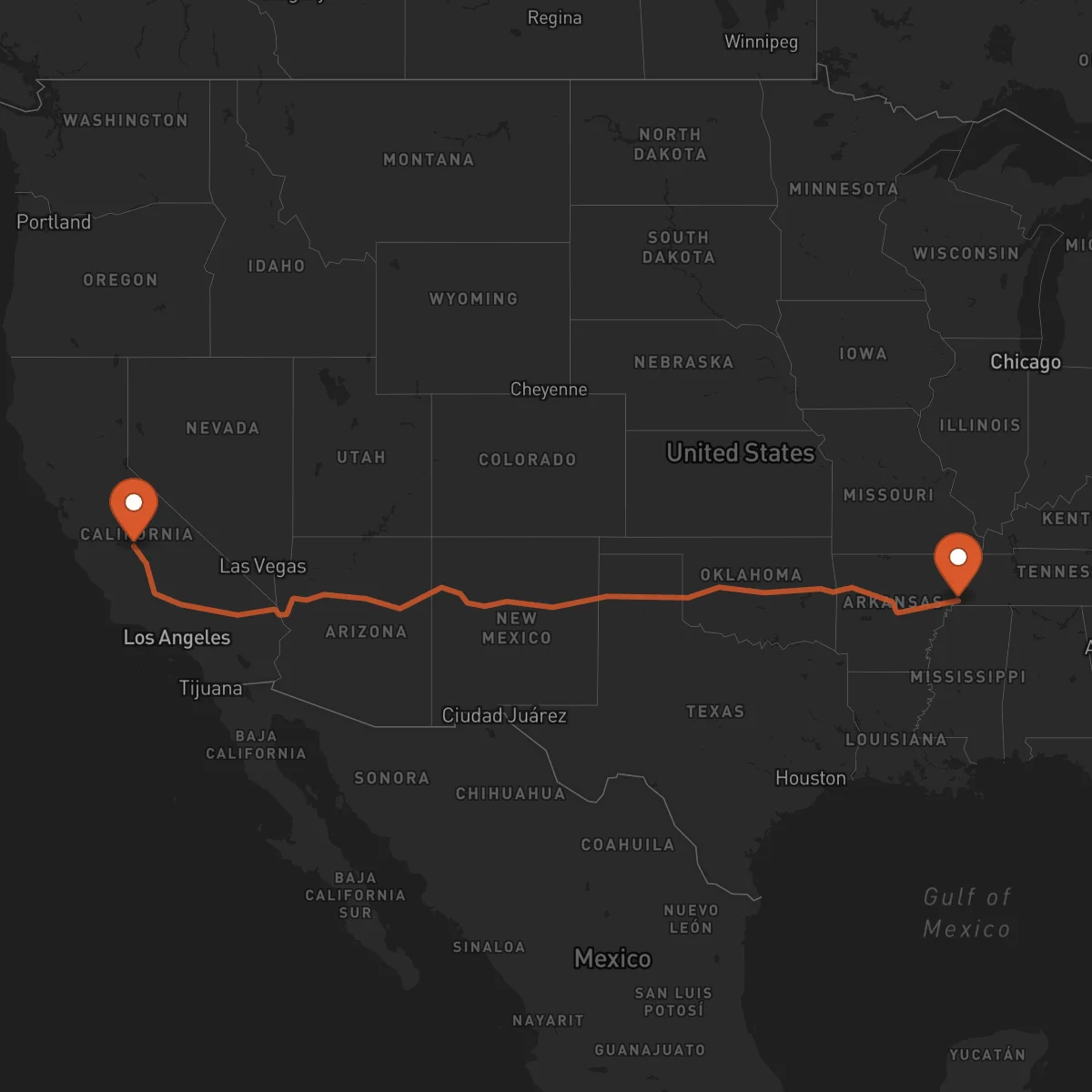 Ruta Fresno - Memphis