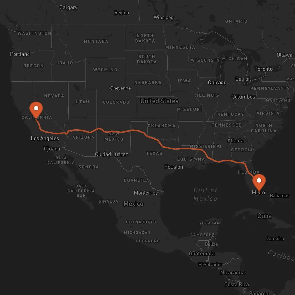 Ruta Fresno - Miami