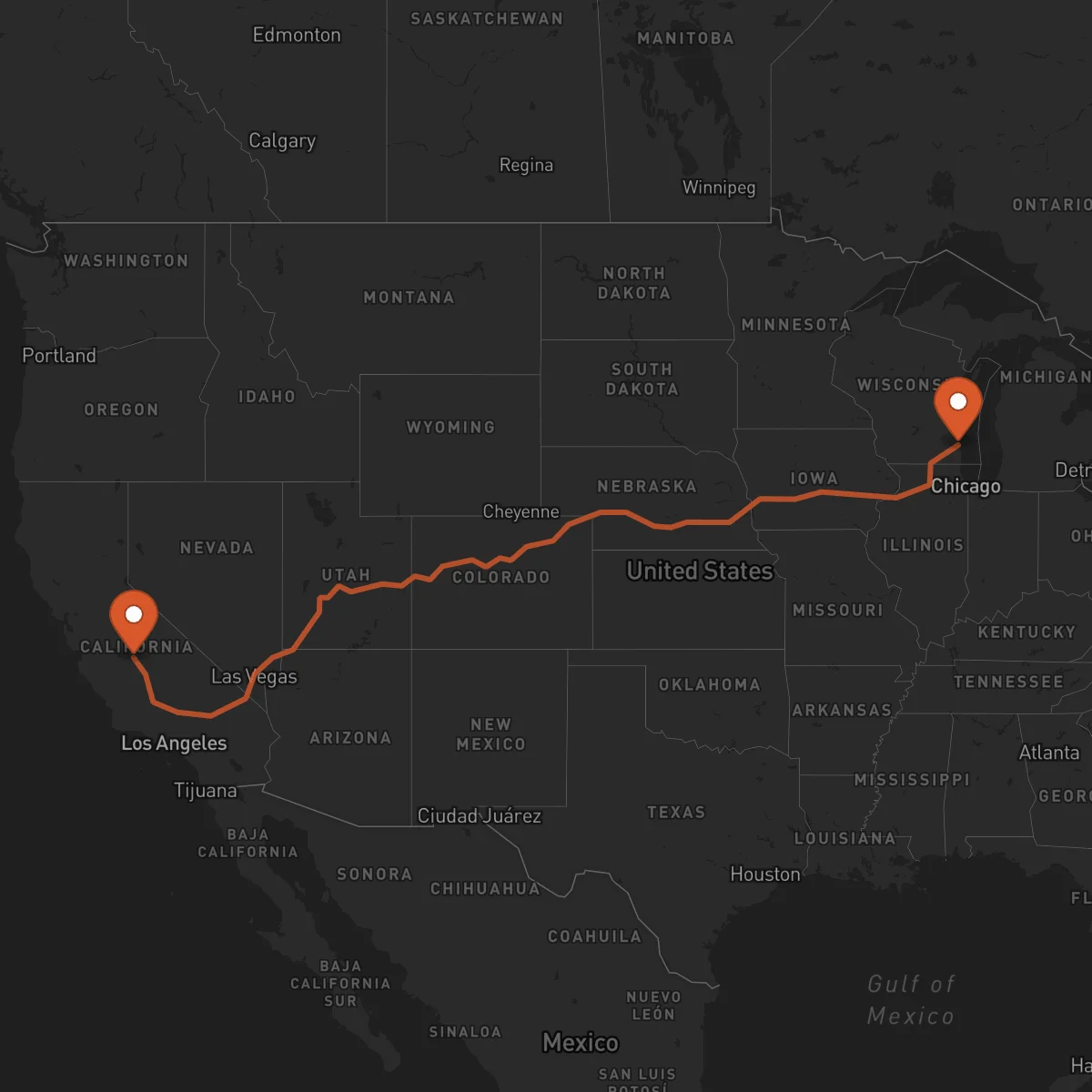 Ruta Fresno - Milwaukee