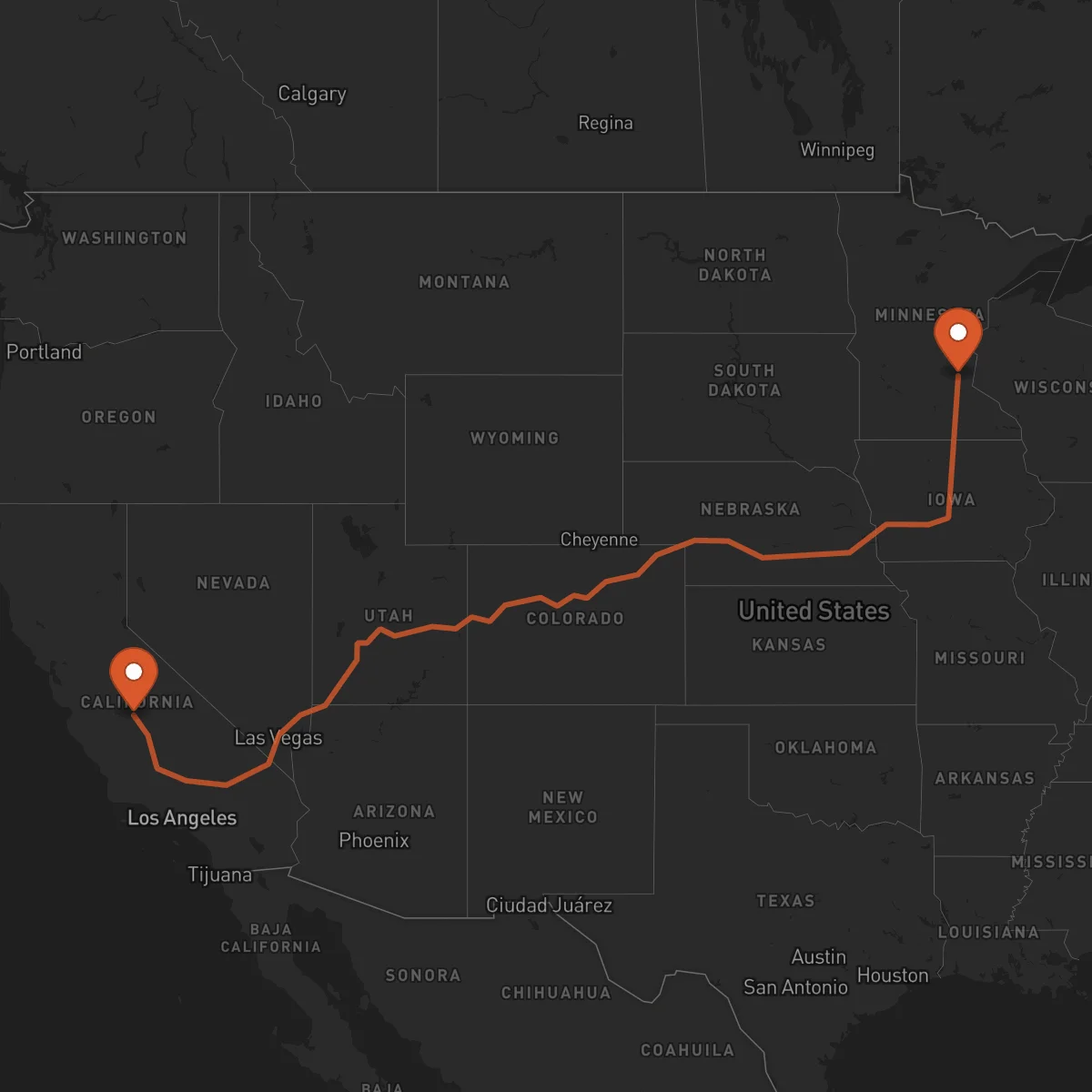 Ruta Minneapolis - Fresno