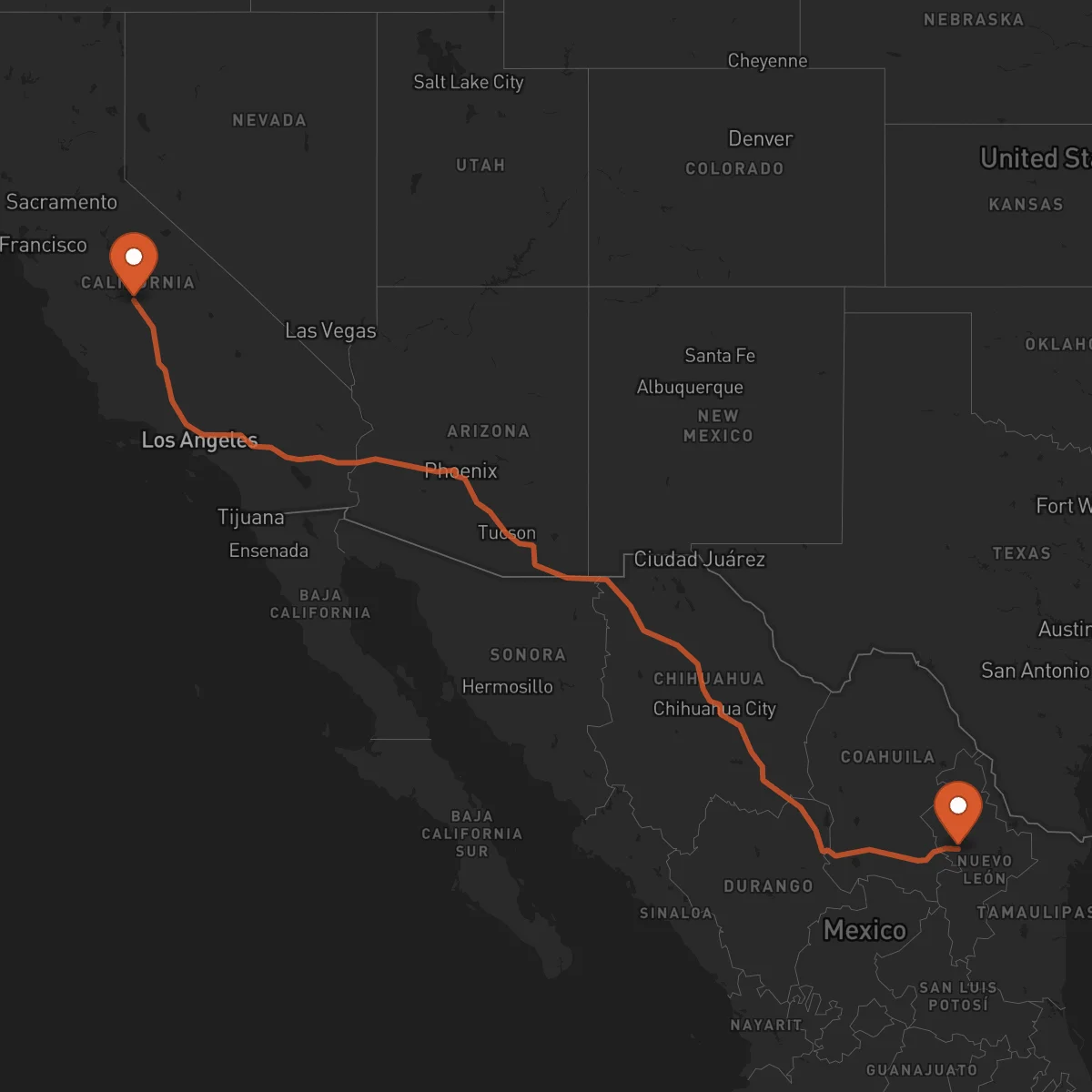 Ruta Monterrey - Fresno