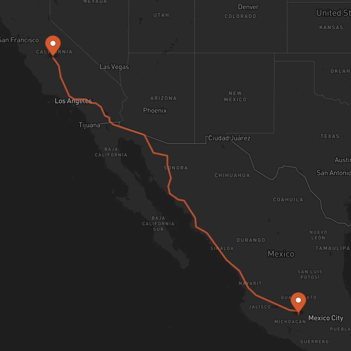 Ruta Fresno - Morelia