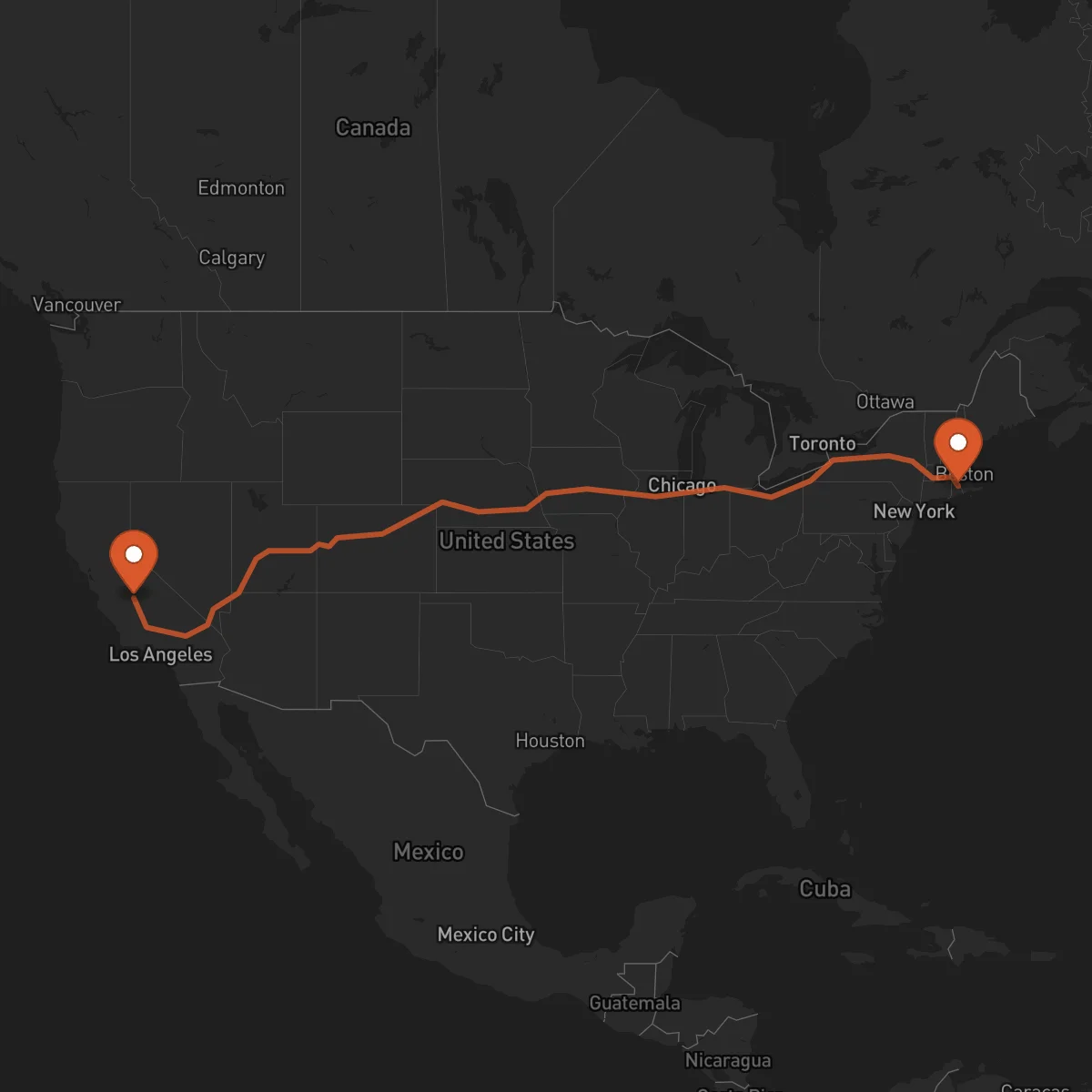 Ruta Providence - Fresno